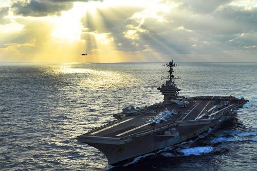 資料圖：美海軍“喬治·華盛頓”號(hào)航母在太平洋執(zhí)勤。