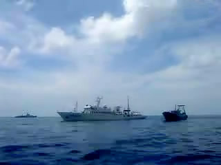 有關中國印尼艦艇對峙的視頻截圖