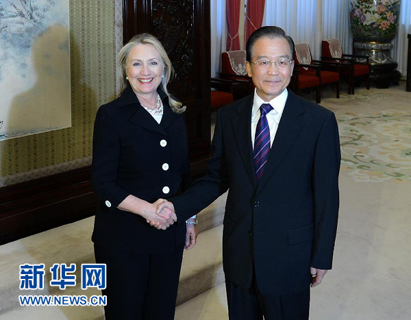 胡錦濤溫家寶會(huì)見(jiàn)美國(guó)國(guó)務(wù)卿希拉里·克林頓