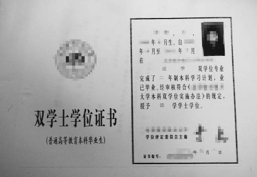 　國務(wù)院學(xué)位委員會(huì)、教育部2007年調(diào)整的學(xué)士學(xué)位證書版式。