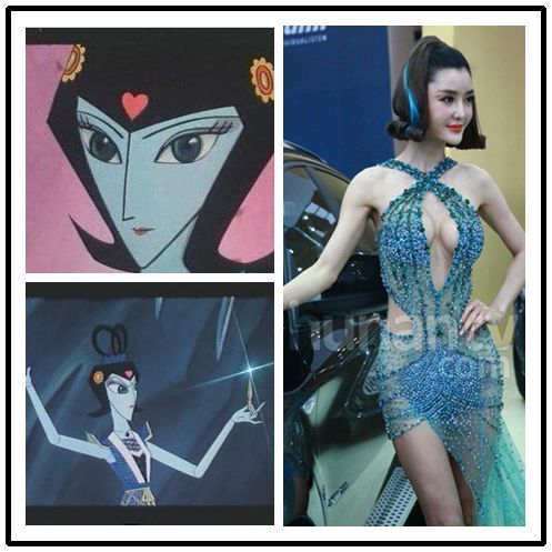 李穎芝發(fā)型似“葫蘆娃蛇妖”現身車展 豪胸超越人體極限