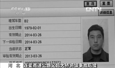 媒體披露的爆炸車輛司機(jī)石彥飛的個(gè)人信息。央視截圖