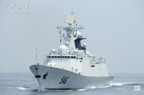 資料圖：海軍鹽城號新型導(dǎo)彈護衛(wèi)艦。