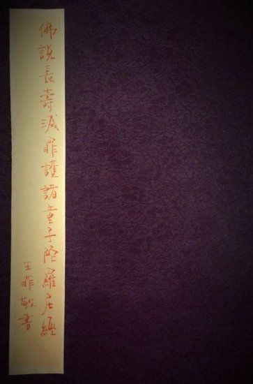 王菲書寫經(jīng)書封面。